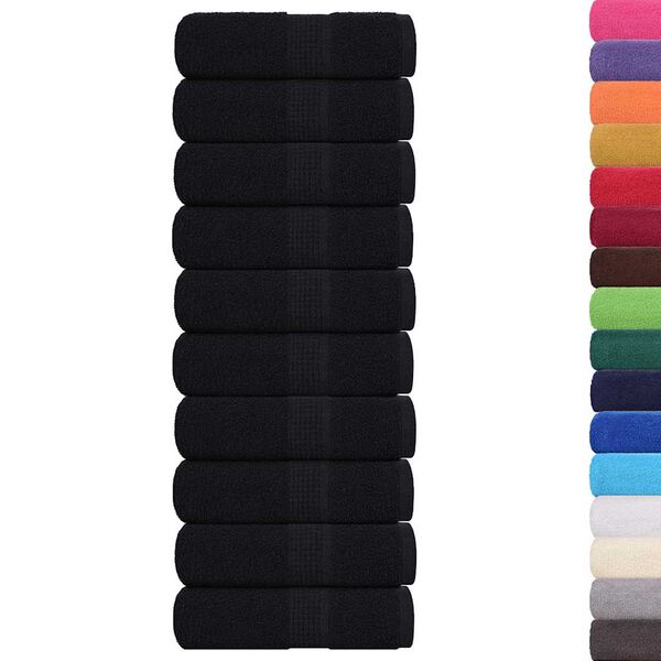 vidaXL Serviettes de toilette FROGN 10 pi&egrave;ces Noir 30x30 cm 360 g/m&sup2;