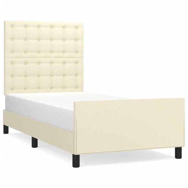 vidaXL Cadre de lit sans matelas cr&egrave;me 90x200 cm similicuir