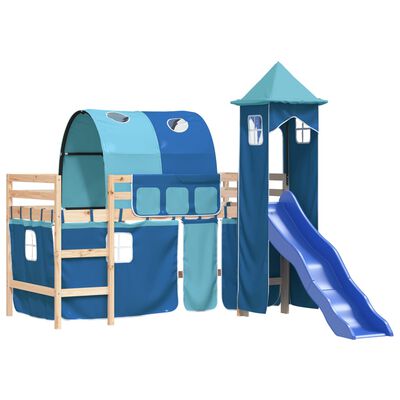 vidaXL Lit mezzanine enfants avec tour bleu 80x200cm bois pin massif