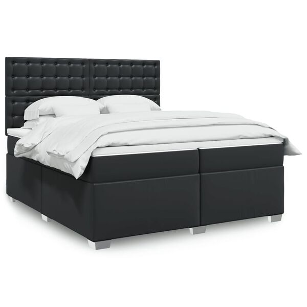 vidaXL Sommier à lattes de lit avec matelas Noir 200x200 cm Similicuir
