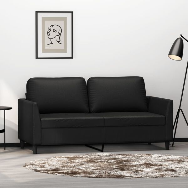 vidaXL Canap&eacute; &agrave; 2 places Noir 140 cm Similicuir