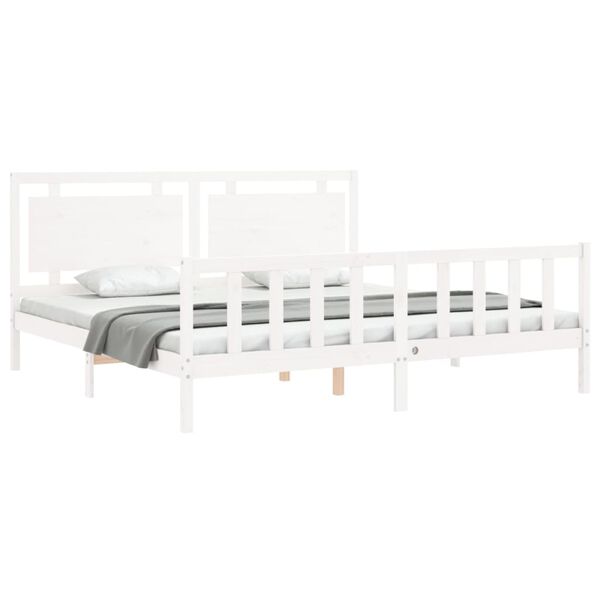vidaXL Cadre de lit sans matelas blanc 200x200 cm bois massif de pin