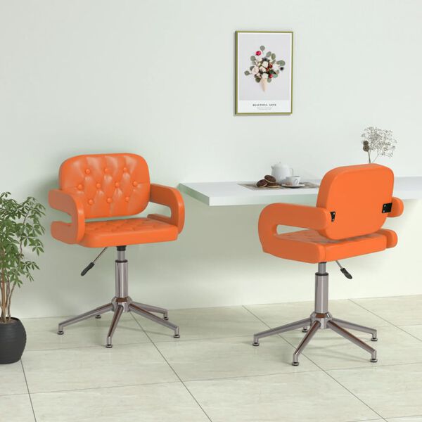 vidaXL Chaises pivotantes &agrave; manger lot de 2 orange similicuir