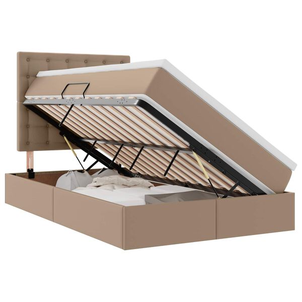 vidaXL Lit avec rangement et LED Cappuccino 120 x 200 cm Simili cuir