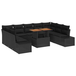 vidaXL Ensemble de canap&eacute; de jardin 10 pc Noir et Marron