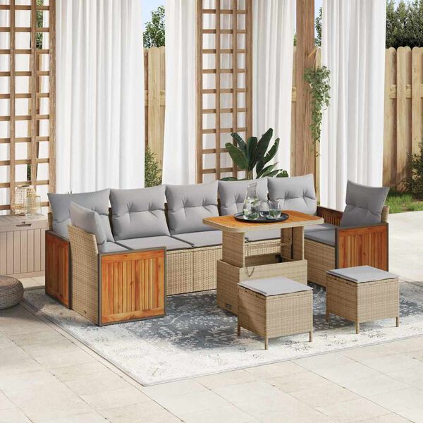 vidaXL Ensemble de canapé de jardin 10 pcs Beige 90 x 55 x 71 cm