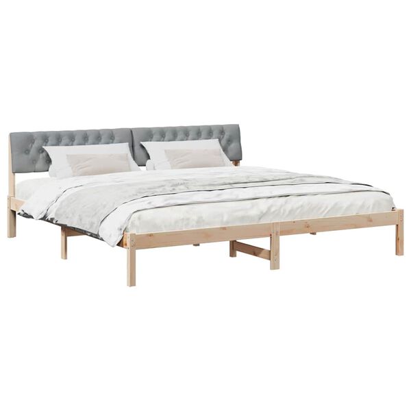 vidaXL Cadre de lit avec t&ecirc;te de lit Marron et gris clair 200 x 200 cm