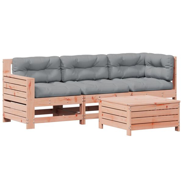 vidaXL Salon de jardin 4 pcs avec coussins bois massif douglas