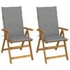 vidaXL Fauteuils pliants inclinables (lot de 2) avec coussins, en bois d'acacia massif