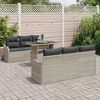vidaXL Ensemble de canapé de jardin 7 pcs Gris clair Poly rotin