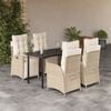 vidaXL Ensemble &agrave; manger de jardin avec coussins 5pcs Beige poly rotin