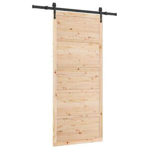 vidaXL Porte coulissante Naturel 80 x 208 cm Bois de pin massif