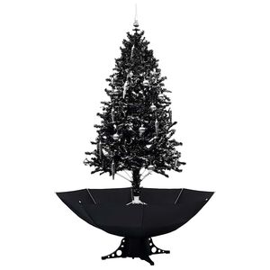 vidaXL Arbre de No&euml;l neigeux avec base de parapluie Noir 190 cm PVC