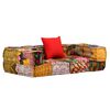 vidaXL Pouf modulaire &agrave; 2 places Patchwork Tissu