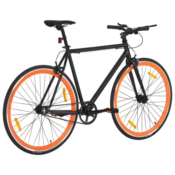 vidaXL V&eacute;lo &agrave; pignon fixe noir et orange 700c 51 cm