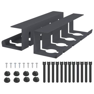 vidaXL Plateau de gestion de c&acirc;bles sous le bureau 2 pc Anthracite