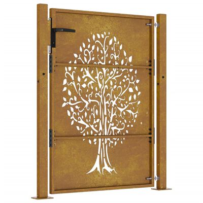 vidaXL Portail de jardin 105x155 cm acier corten conception de l'arbre