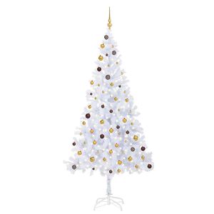 vidaXL Arbre de No&euml;l artificiel pr&eacute;-&eacute;clair&eacute;/boules 210 cm 910 branches