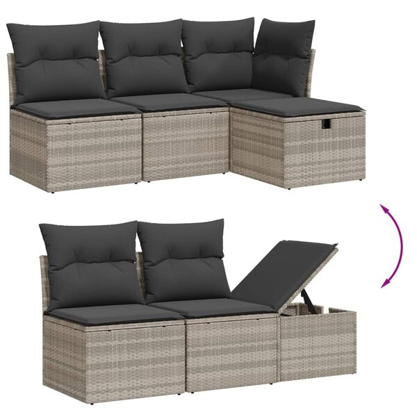 vidaXL Salon de jardin avec coussins 7 pcs gris clair r&eacute;sine tress&eacute;e