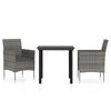 vidaXL Ensemble &agrave; manger de jardin et coussins 3 pcs Gris et noir