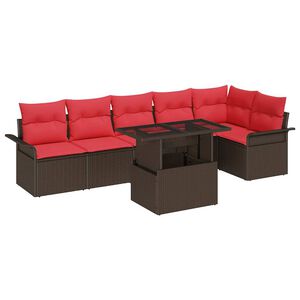 vidaXL Ensemble de canap&eacute; de jardin 7 pc Marron