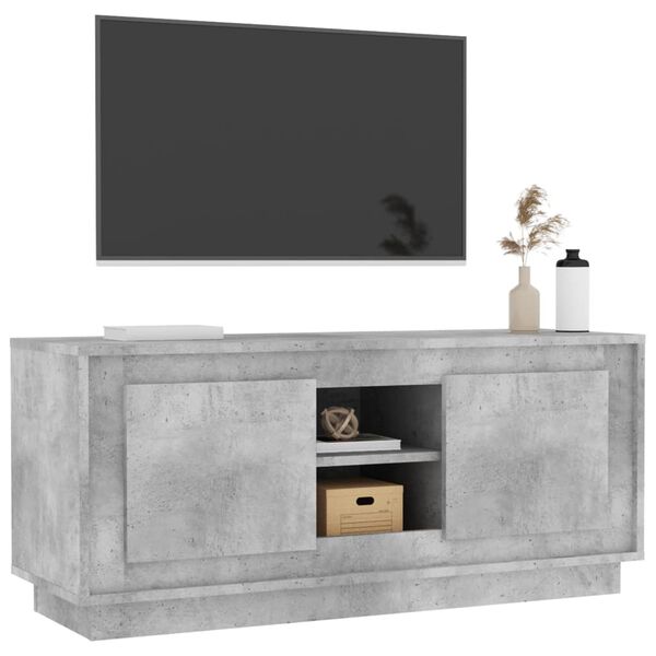 vidaXL Meuble TV gris b&eacute;ton 102x35x45 cm bois d'ing&eacute;nierie