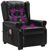 vidaXL Fauteuil de massage noir similicuir brillant