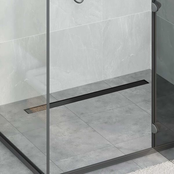 vidaXL 2 en 1 Drain de Douche Noir 90 cm Acier Inox 304