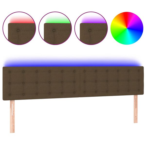 vidaXL T&ecirc;te de lit &agrave; LED Marron fonc&eacute; 200x5x78/88 cm Tissu