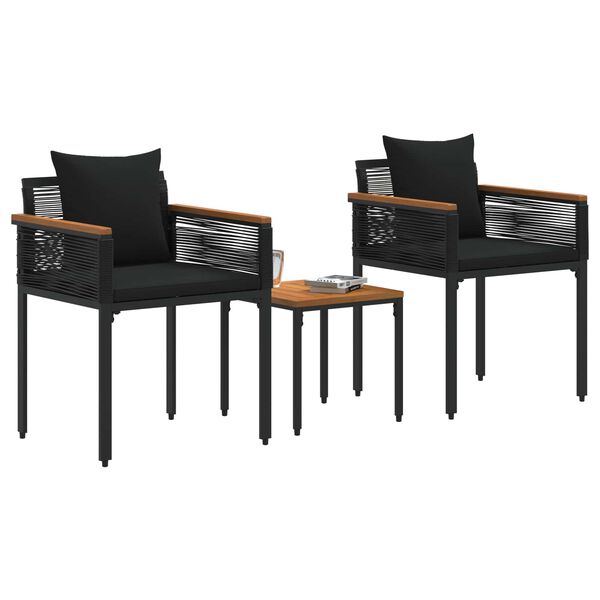 vidaXL Ensemble de meubles d'ext&eacute;rieur 3 pcs Noir Rotin PE