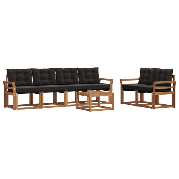 vidaXL Ensemble de canap&eacute;s d'ext&eacute;rieur 7 pcs Naturel et Noir