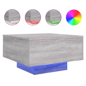 vidaXL Table basse avec lumi&egrave;res LED sonoma gris 55x55x31 cm