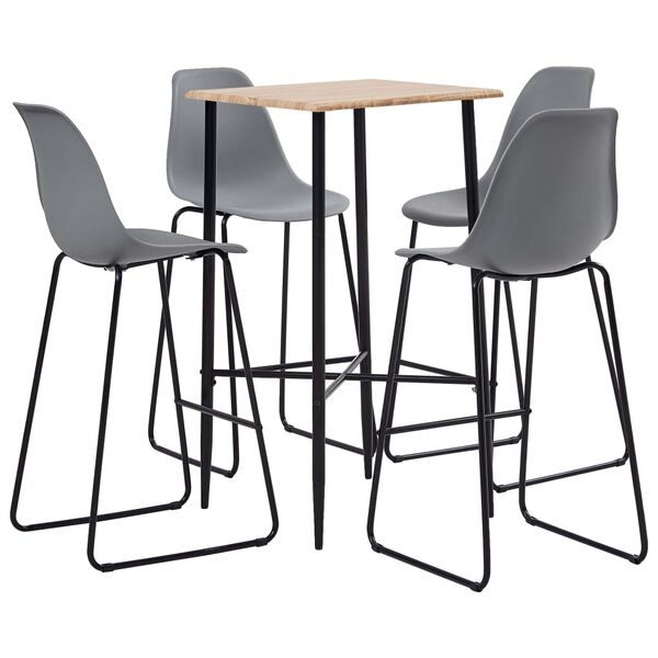 vidaXL Ensemble de bar 5 pcs Plastique Gris