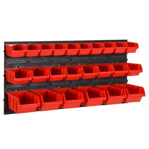 vidaXL Ensemble d'&eacute;tag&egrave;res d'atelier 26 pcs Rouge et noir 77x39 cm PP