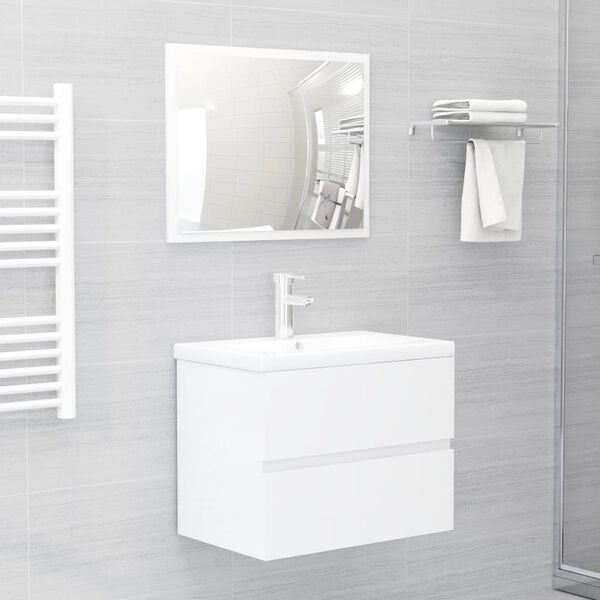 vidaXL Ensemble de meubles de bain blanc brillant bois d'ing&eacute;nierie
