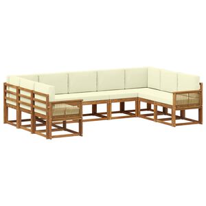 vidaXL Ensemble de canap&eacute;s d'ext&eacute;rieur 9 pcs Naturel et Cr&egrave;me
