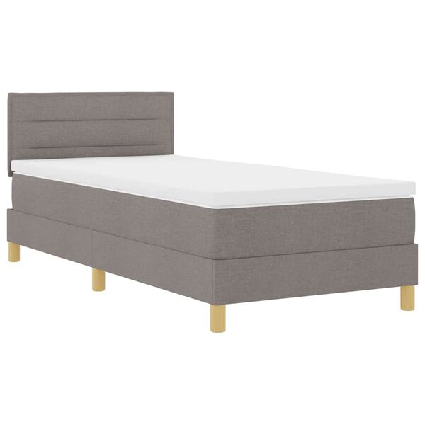 vidaXL Lit &agrave; ressorts avec matelas Taupe 90 x 200 cm tissu
