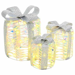 vidaXL D&eacute;coration de bo&icirc;te cadeau 3 pc Blanc chaud 20 x 20 x 20 cm PET