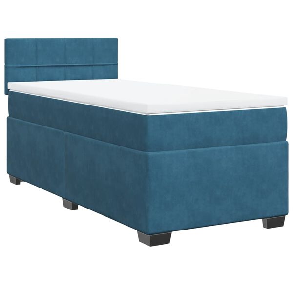 vidaXL Sommier &agrave; lattes de lit avec matelas bleu 80x200 cm velours