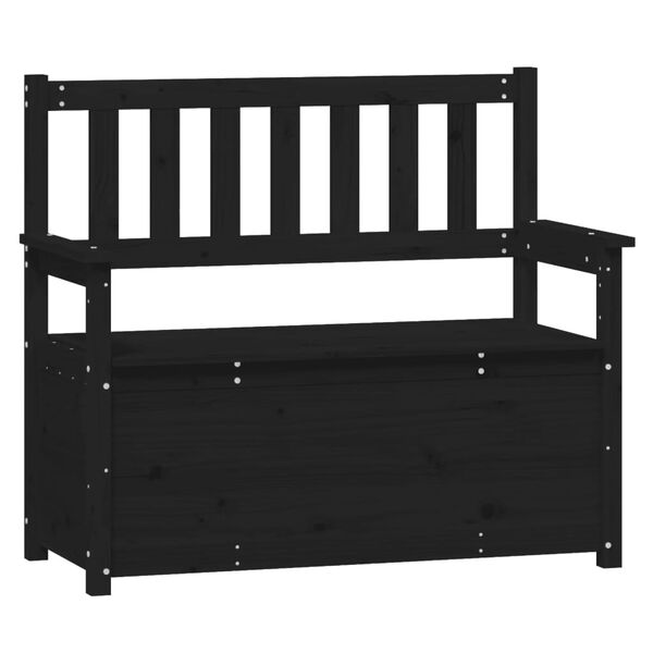 vidaXL Banc Noir 112,5x51,5x96,5 cm Bois de pin massif