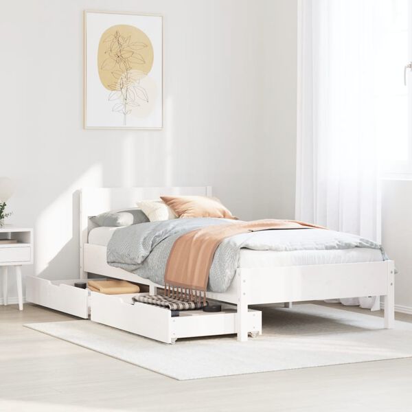 vidaXL Cadre de lit sans matelas blanc 100x200 cm bois de pin massif