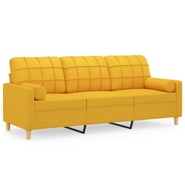 vidaXL Canap&eacute; 3 places avec oreillers et coussins Jaune clair 180 cm
