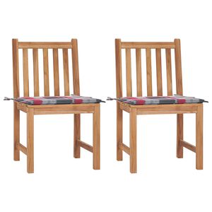 vidaXL Chaises de jardin lot de 2 avec coussins Bois de teck massif