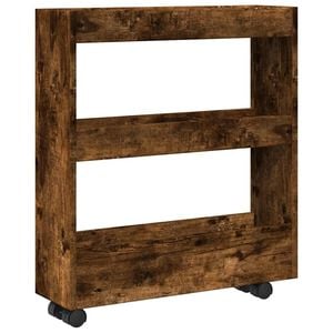 vidaXL Chariot de rangement &eacute;troit 3 niveaux ch&ecirc;ne fum&eacute;