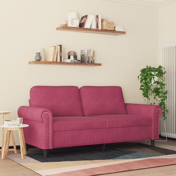 vidaXL Canap&eacute; &agrave; 2 places Rouge bordeaux 140 cm Velours