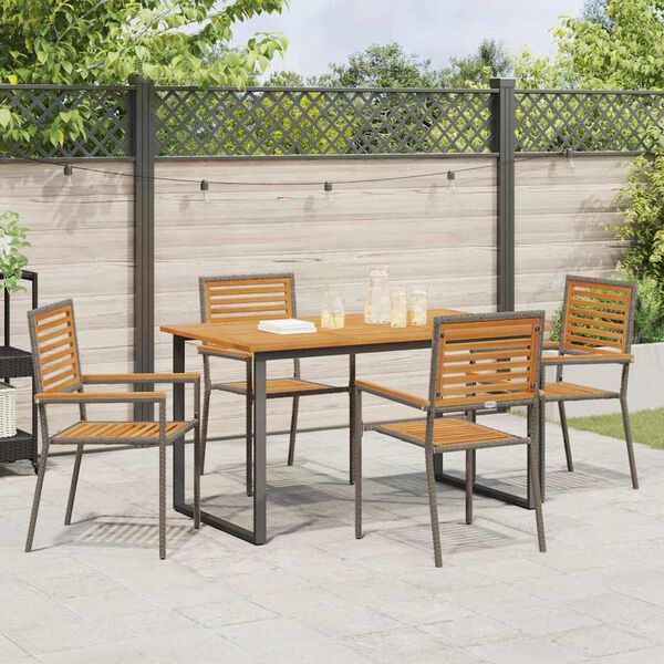 vidaXL Ensemble de salle &agrave; manger pour jardin 5 pcs Gris