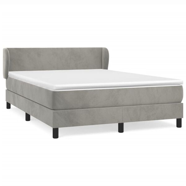 vidaXL Sommier &agrave; lattes de lit et matelas Gris clair 140x190cm Velours