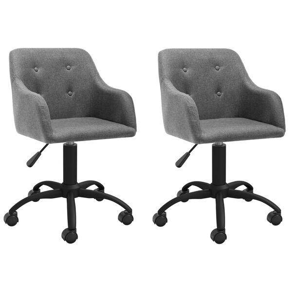 vidaXL Chaises pivotantes &agrave; manger lot de 2 Gris clair Tissu
