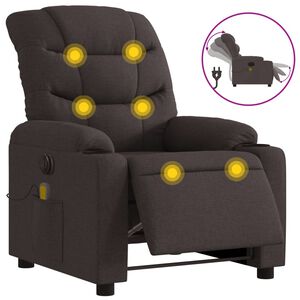 vidaXL Fauteuil de massage inclinable &eacute;lectrique Marron fonc&eacute; Tissu