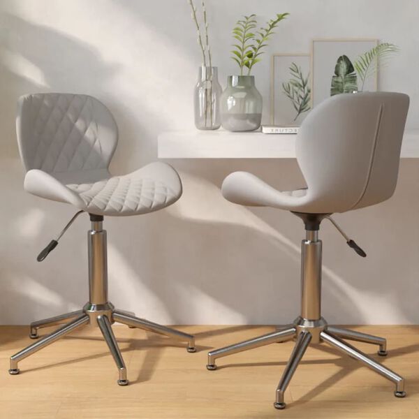 vidaXL Chaises pivotantes &agrave; manger lot de 2 gris clair velours